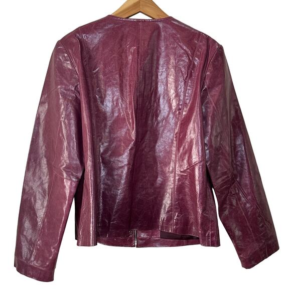 Newport News Vintage Purple Classic Leather All Season Lined Jacket Women's 16 - Picture 2 of 5